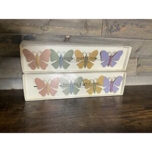 BUTTERFLY Napkin Rings Pier 1 Imports Set of 8 Hand Painted Metal NIB